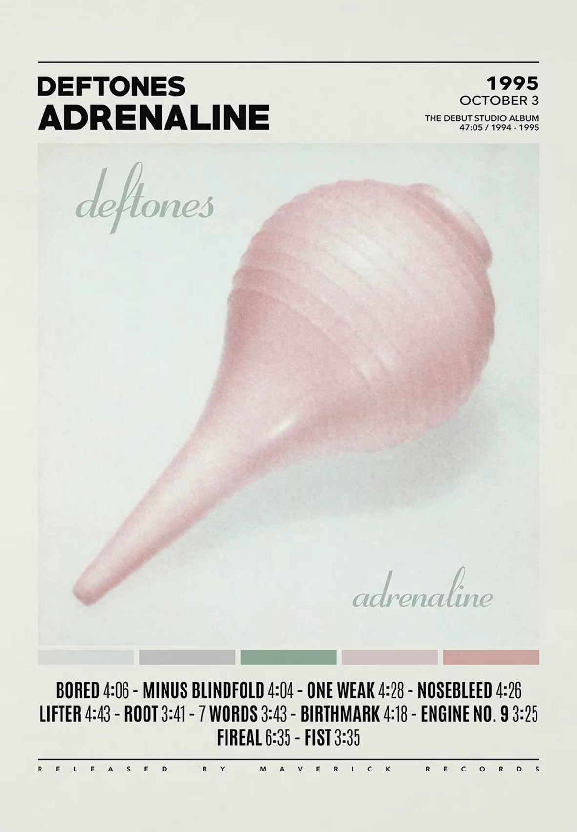 Deftones Band Poster Print Canvas Painting around the Fur/Saturday Night Wrist Music Album Cover for Room Home Wall Art Decor