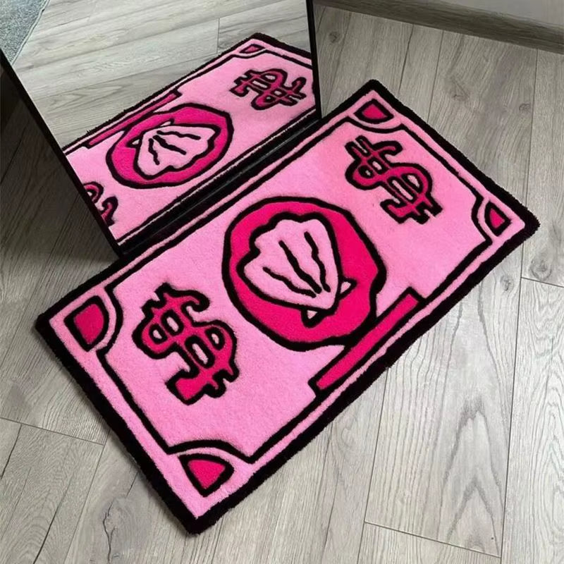 VIKAMA Waterproof Cartoon Note Money Floor Mat - Anti-Fouling, Anti-Static Carpet for Living Room and Bedroom Home Decor