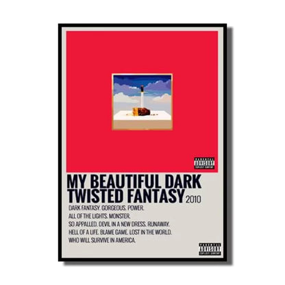 Rap Singer Kanye West Art Poster, Pop Music Album Cover High-Definition Printed Canvas Painting, Home Wall Decoration, Frameless