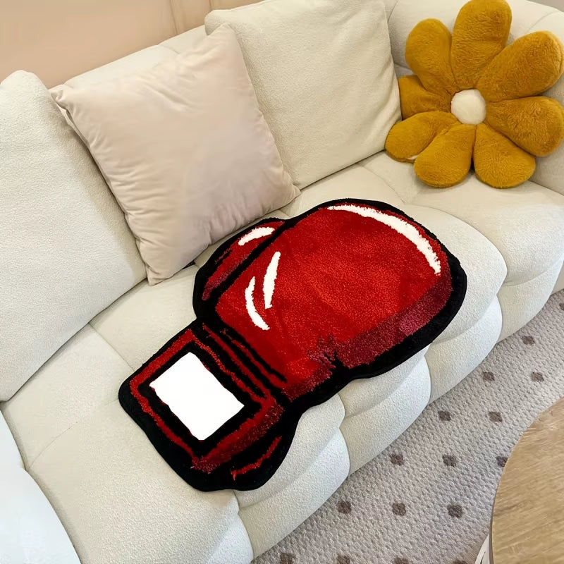 VIKAMA Creative Boxing Gloves Design Carpet Home Decor. Non-Slip and Dirt-Resistant, Floor Mats in Living Rooms and Bedrooms.