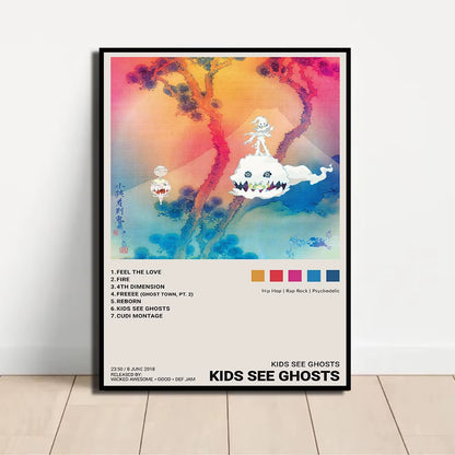 Rap Singer Kanye West Art Poster, Pop Music Album Cover High-Definition Printed Canvas Painting, Home Wall Decoration, Frameless