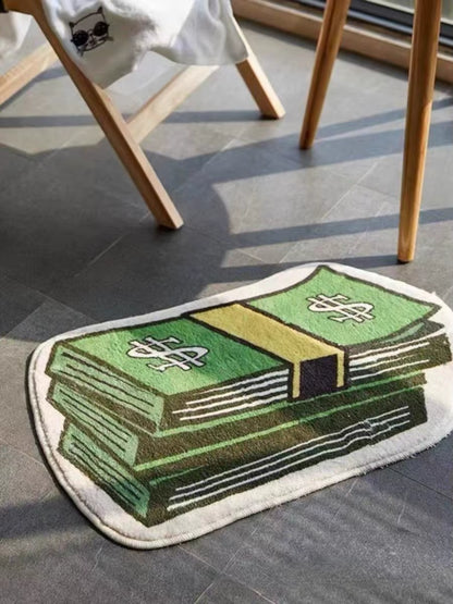 VIKAMA Waterproof Cartoon Note Money Floor Mat - Anti-Fouling, Anti-Static Carpet for Living Room and Bedroom Home Decor