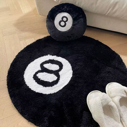 Creative 8 Ball Rug Indoor Home Decoration Spooky Halloween Gifts 8 Ball Accent round Tufting Soft Rug Horror Movie Mat