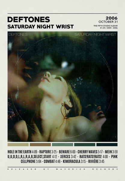 Deftones Band Poster Print Canvas Painting around the Fur/Saturday Night Wrist Music Album Cover for Room Home Wall Art Decor