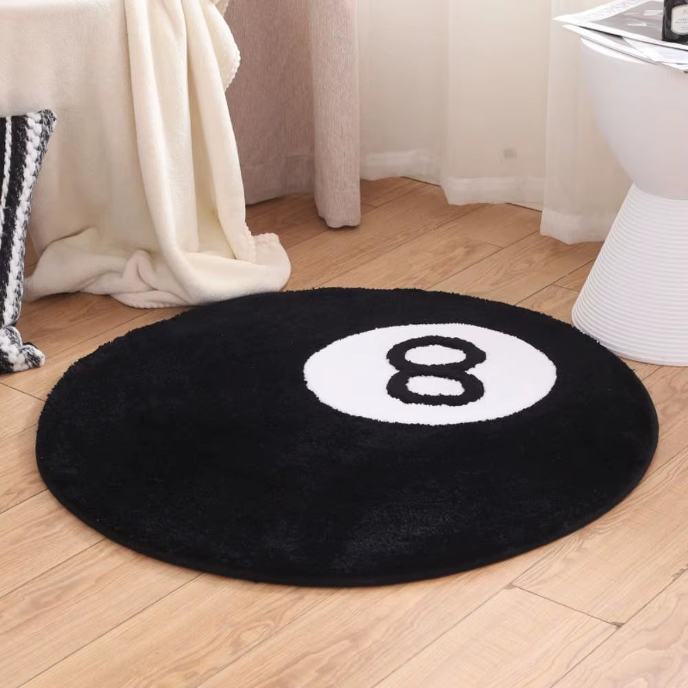 Creative 8 Ball Rug Indoor Home Decoration Spooky Halloween Gifts 8 Ball Accent round Tufting Soft Rug Horror Movie Mat