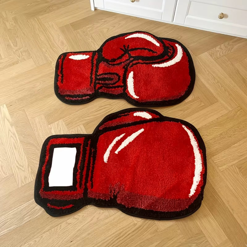 VIKAMA Creative Boxing Gloves Design Carpet Home Decor. Non-Slip and Dirt-Resistant, Floor Mats in Living Rooms and Bedrooms.