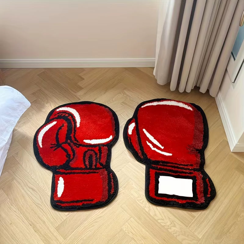 VIKAMA Creative Boxing Gloves Design Carpet Home Decor. Non-Slip and Dirt-Resistant, Floor Mats in Living Rooms and Bedrooms.