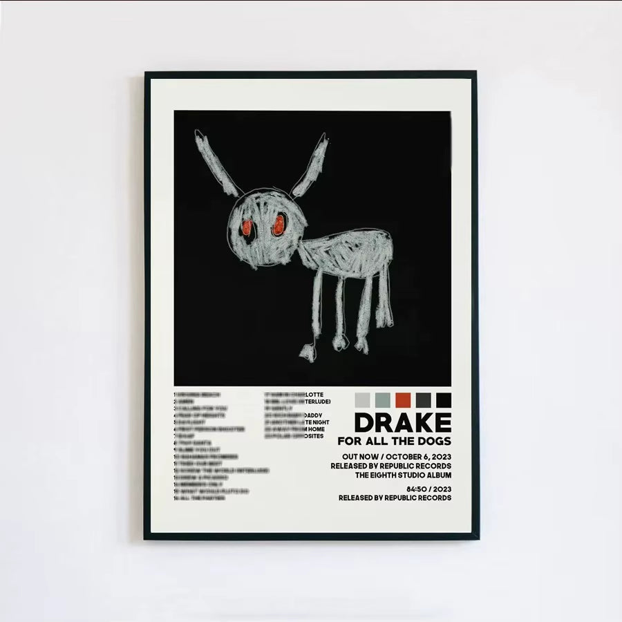 Poster Prints New Drake Views Take Care Her Loss Dogs Music Album Cover Canvas Painting Wall Art Picture Living Room Home Decor