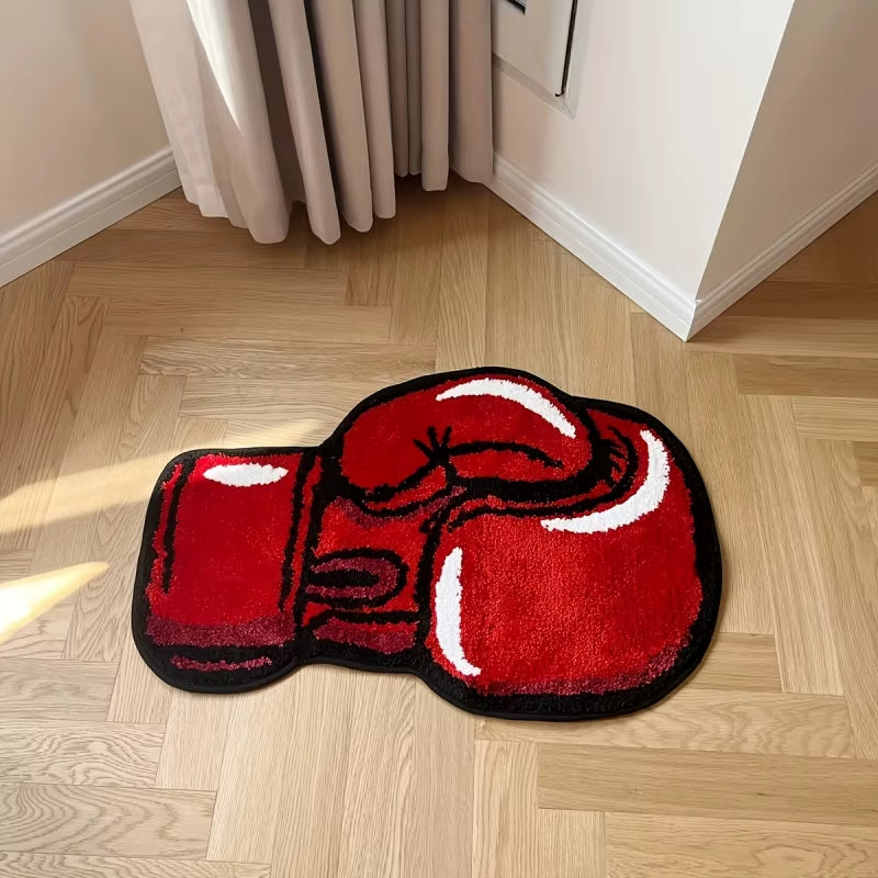 VIKAMA Creative Boxing Gloves Design Carpet Home Decor. Non-Slip and Dirt-Resistant, Floor Mats in Living Rooms and Bedrooms.