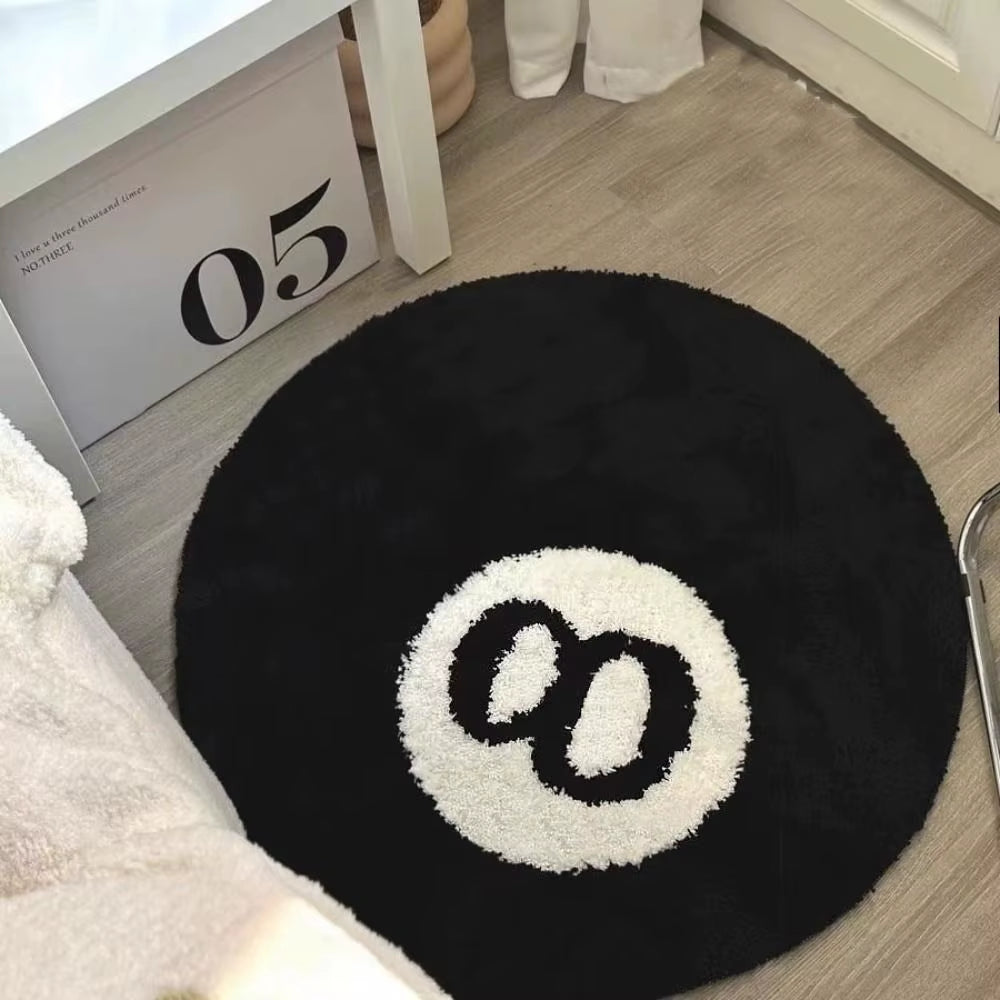 Creative 8 Ball Rug Indoor Home Decoration Spooky Halloween Gifts 8 Ball Accent round Tufting Soft Rug Horror Movie Mat