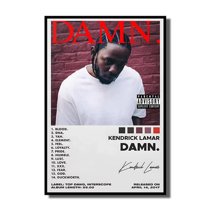 Rap Singer Kanye West Art Poster, Pop Music Album Cover High-Definition Printed Canvas Painting, Home Wall Decoration, Frameless